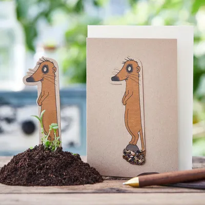Productafbeelding van Geburtstagskarte Eins met Saatstecker nachhaltige Klappkarte van Saatpapier DIN