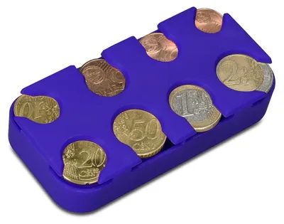 Produktbild von kwmobile Münzbox für Euro Münzen - 8 Fächer von 1 Cent bis 2 Euro - Münzhalter Münzsammler - Münzspender Sortierer in Blau