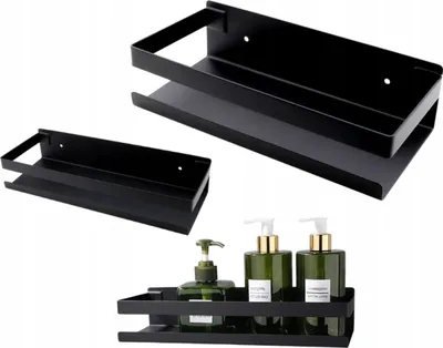 Produktbild von Hängeregal - Schwarz - Stilvolle Aufbewahrung - Edelstahl - Praktisch - Feuchtigkeitsbeständig - Loft-Charme