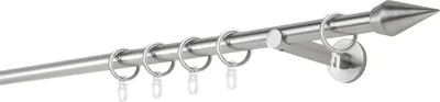 Produktbild von Gardinenstange auf Maß 20mm Kegel 1-lauf Wandträger 12cm Farbe: Edelstahl-Optik, Größe: 370cm