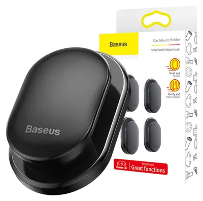 Produktbild von Baseus ACGGBK-01, Innen & Außen, Universalhaken, Schwarz, Kunststoff, 4 Stück(e), Sichtverpackung