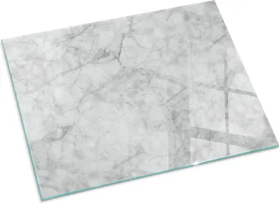 Produktbild von Marmor Textur Muster – Glasbodenplatte für – Kaminofen – Kaminplatte Glas – Schutzglas – Funkenschutzplatte –Glasbodenplatte Feuerfeste – Hitzeschutzplatte – Bodenschutz aus Glas – 80x60 cm
