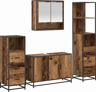 Immagine prodotto di Set di mobili per il bagno con cassetto 4 pcs Legno vecchio