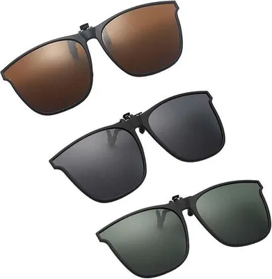 Produktbild von Klipscherm-Set für Brillenträger: Nachtsicht & Sonnenbrille Aufsatz