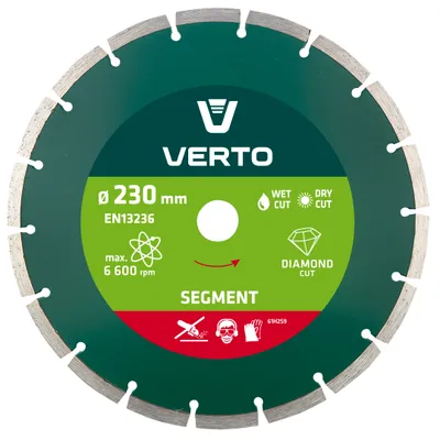 Image de VERTO Disque diamanté segment Ø 230 mm x 22,2 pour grès cérame, carrelage, granit et autres - Meuleuse d'angle
