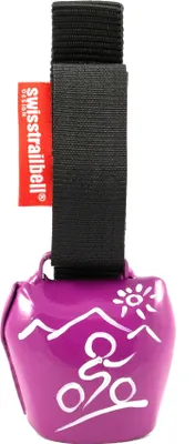 Produktbild von swisstrailbell® fresh Colour: dark PINK mit weißem Mountainbiker, schwarzes Band