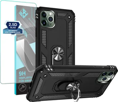 Produktbild von Armor Outdoor Handyhülle für Apple iPhone 11 Pro Max Handy Panzer Case Schutzhülle mit 9H Displayglas Displayschutz Farbe: Schwarz