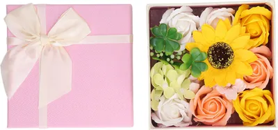 Produktbild von Simulation Blume Badeseife Frauen Exquisite Geschenkbox für Geburtstag Valentinstag Weihnachten Gelb