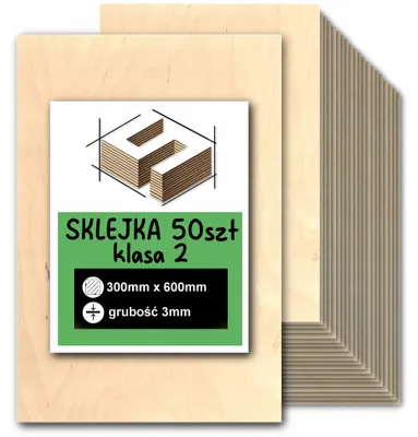 Immagine prodotto di Pannelli rettangolari in compensato di betulla grezzo – taglio e incisione laser, fresatura CNC, modellismo, traforo, pirografia, découpage, pittura e fai da te – qualità 2 – 30 × 60 cm (300 × 600 mm) – 3 mm – 50 pezzi