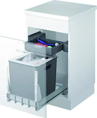 Zdjęcie produktu dla System odpływowy MÜLLEX EURO-BOXX 40-R wraz z systemem wysuwnym jako pełny wysuw, 35 litrów / od 40 cm szerokości szafki