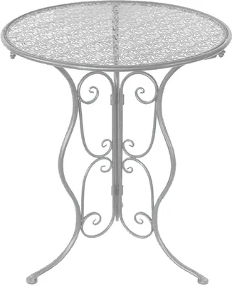 Produktbild von Lani Gartentisch Rund Grau aus Eisen, Ø 55 cm, 70 cm Höhe, für überdachten Außenbereich