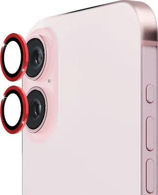 Image de Pour Apple iPhone 16 / 16 Plus : anneau en aluminium pour appareil photo + verre trempé H9 rouge