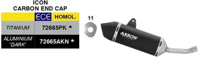 Zdjęcie produktu dla ARROW Czarny aluminiowy wydech typu slip-on zatwierdzony dla silnika Fantic XEF 125