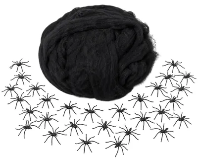 Spinnennetz-Set 500 g mit 100 Spinnen, Halloween-Deko