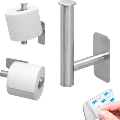 Produktbild von bremermann Bad-Serie PIAZZA TAPE - Toilettenpapierhalter 2in1 ohne Bohren - mit Klebepad aus Edelstahl matt