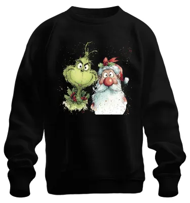 Obrázok produktu pre Grinch Father Christmas vtipný vianočný darček vintage uni mikina, čierna, XL