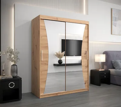 Obrázok produktu pre Šatníková skriňa so zrkadlami LADA - šírka 150 cm, dub artisan