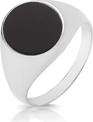 Produktbild von Modischer 925 Sterling Silber Herren - Monarchenring / Siegelring mit Onyx, 68 (21.6); TRS33129RSY