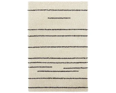 Zdjęcie produktu dla Czarno kremowy dywan do salonu, gruby dywan shaggy, wzór boho 80x150 cm