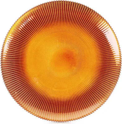 Image de Assiette plate creuse en verre ambré 28 cm