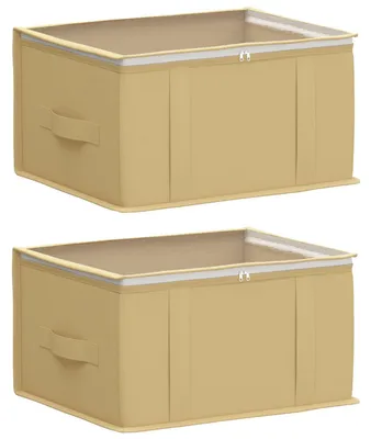 Produktbild von vidaXL Aufbewahrungsbox mit transparentem Oberfenster Creme Vliesstoff