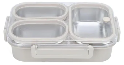 Lunchbox mit 3 Fächern, 1,2 l, Edelstahl, Brotdose