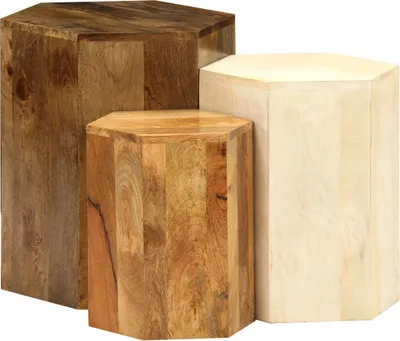 Image de Maison Exclusive - Lot de 3 tables basses en bois massif de manguier