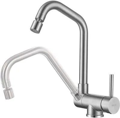 Produktbild von Edelstahl-Küchenarmatur mit 2 Düsen, 360° Drehung, matt