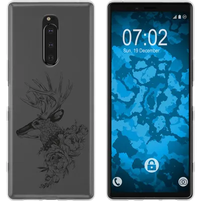 Produktbild von PhoneNatic Case kompatibel mit Sony Xperia 1 Silikon-Hülle Floral Hirsch M7-1