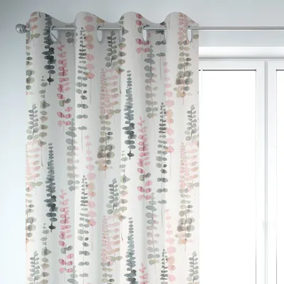 Produktbild von SCHÖNER LEBEN. Vorhang Ranken Blätter Aquarell weiß grün rosa 245cm Aufhängung Ösen