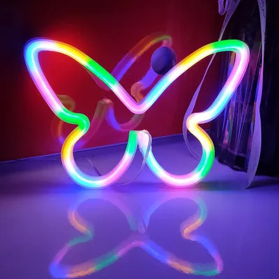 Zdjęcie produktu dla Motyl Deco Led Neonowa dekoracja ścienna, lampka nocna na Boże Narodzenie Dziewczynki Prezent urodzinowy Pokój dzienny Sypialnia Pokój Dekoracja ścienna