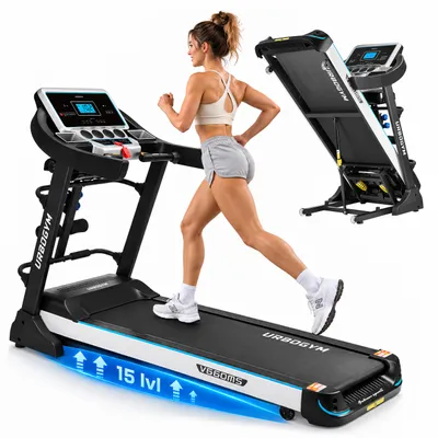 Produktbild von URBOGYM V660MS Laufband für Zuhause, 16 km/h, 15 Steigungsstufen, Massagegerät, 12 Trainingsprogramme, maximale Belastung 140 kg