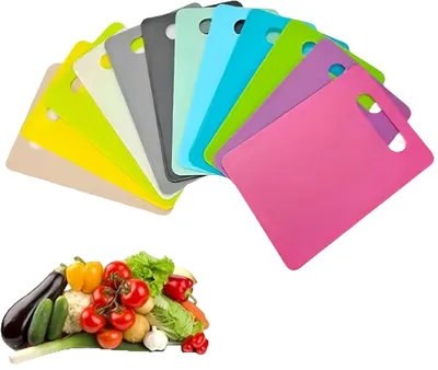Obrázok produktu pre Sada dosiek na krájanie 12 ks, 29 x 19 cm, 12 farieb, plast, do kuchyne