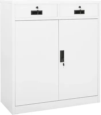 Productafbeelding van Kantoorkast, afsluitbaar, archiefkast, wit, ordnerkast, opslagkast, 90x40x102 cm, stalen kast, archiefkast, kast, stalen kast, multifunctionele kast, opbergkast