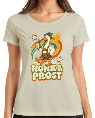 Productafbeelding van Honk & Prost: Lederhosen, Bayern, bier, , Dirndl, Wiesn, dames T-shirt, naturel, 3XL