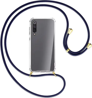 Produktbild von Handykette Backcover-Schutzhülle mit Band (Metall goldfarben) für Xiaomi Mi 9 SE - dunkelblau