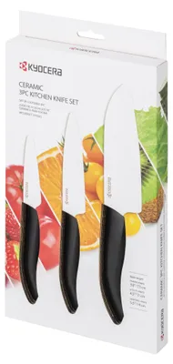 Produktbild von Kyocera GEN 3er-Messerset | Keramik Santoku Messer, Gemüsemesser, und Schälmesse