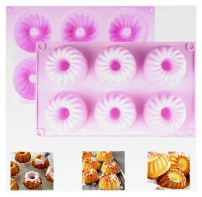 Produktbild von Kleine Silikon Gugelhupfform, 2 Stück, wiederverwendbar, mit Antihaftbeschichtung, für Mini-Kuchen, Kekse, Bagels, Muffins