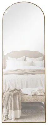 Immagine prodotto di Specchio con cornice in alluminio color ebano, 161 x 52 cm, giallo/marrone