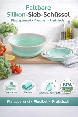 Produktbild von Silikon-Sieb-Schüssel Faltbar Ø ca.18 cm