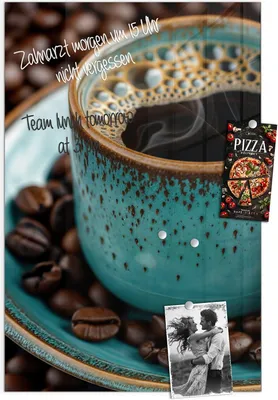 Produktbild von Magnettafel 60x90cm Pinnwand Whiteboard beschreibbar - Kaffee mit Tasse