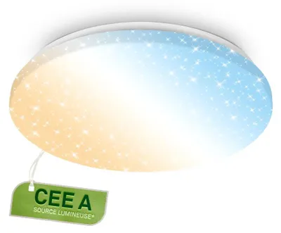 Image de Briloner Plafonnier LED CCT Avec Source Lumineuse CEE A* Ø38x6 cm 13,2W 3000lm 3000K-6500K Blanc Chaud-Jour Effet Étoilé Blanc - Lampe De Plafond Salon Chambre
