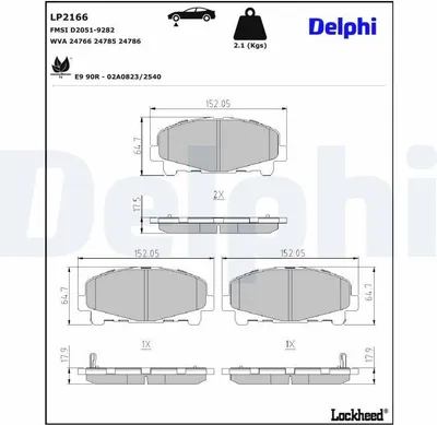Produktbild von DELPHI Bremsbeläge Satz Vorne Bremsklötze für HONDA ACCORD VIII (CU) LP2166