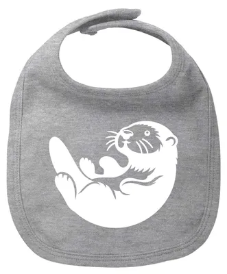 Produktbild von Huuraa Baby Lätzchen Otter Silhouette Heather Grey Klettverschluss Baumwolle Latz Geschenkidee