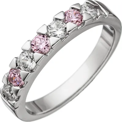 Produktbild von Gr. 60 Damen Ring 925 Sterling Silber mit Zirkonia rosa und weiß Silberring