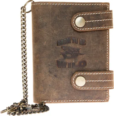 Produktbild von Biker Naturleder Geldbörse Born to be wild mit einem Hai und mit Einer Metallkette