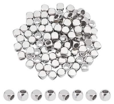 100 Stück 4 mm Edelstahl-Abstandskugeln für DIY-Schmuck