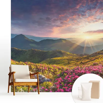 Produktbild von Fototapete  - 250x250 cm - Tapete - Wandtapete - Wandbilder - Dekofolie - Tapete Folie - Wand - Dekoration - Wohnzimmer - Bergpanorama