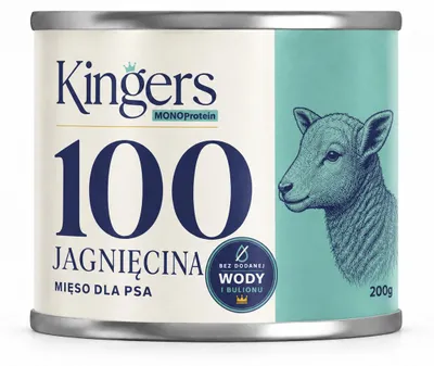 Zdjęcie produktu dla KINGERS 100 Jagnięcina 200 g karma mokra uzupełniająca dla psów