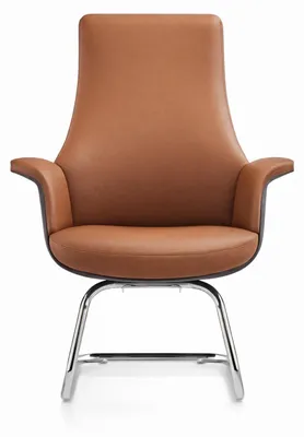 Produktbild von Ergonomischer Chefsessel mit Lederbezug in Braun und Chromgestell